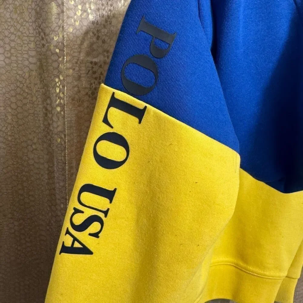 POLO Ralph Lauren Toddler Boys 3T Colorblock Blue Yellow Red Hoodie